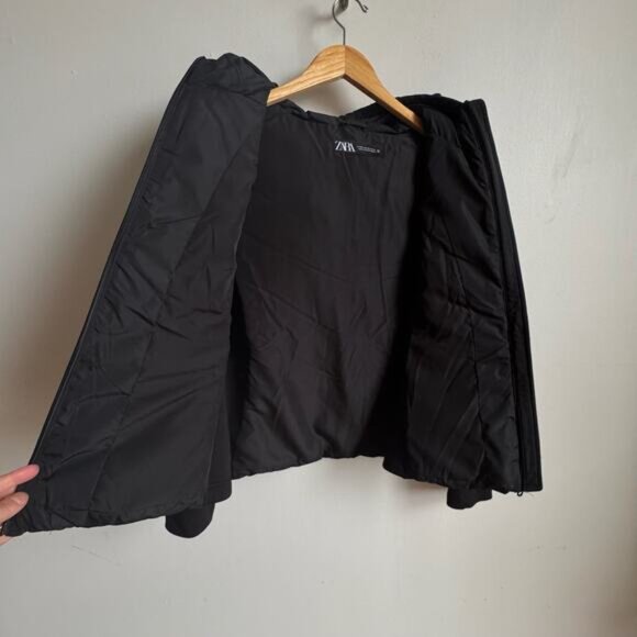 ZARA Combination Puffer Jacket Black - Picture 4 of 12